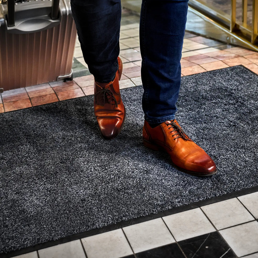 Cotton entrance mat, non-slip, 10mm, 115x180 cm, anthracite - per piece 